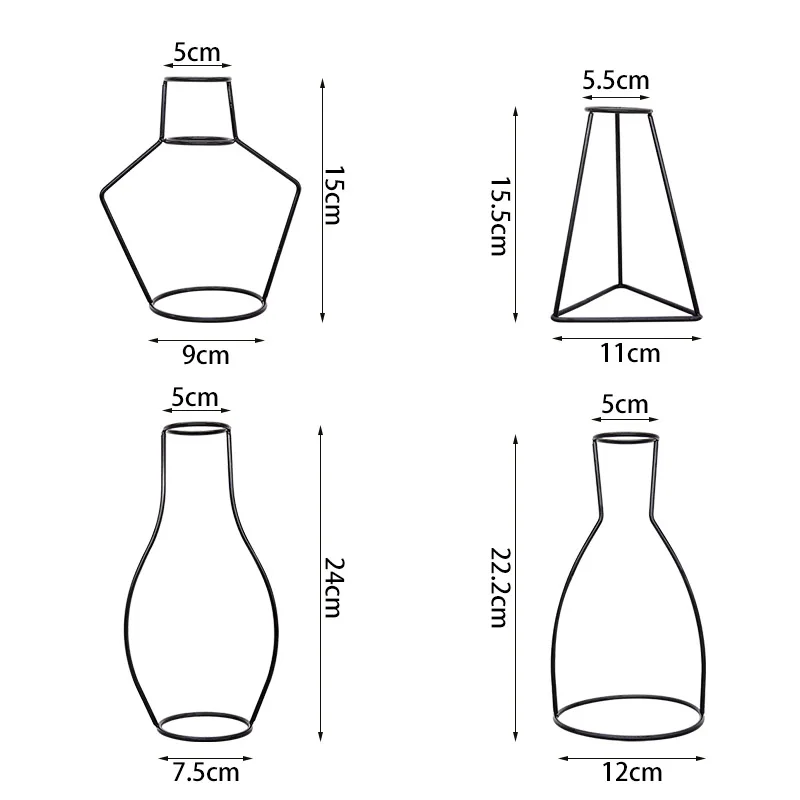 

Modern Simple Home Flower Vase Decorative Iron Line Flower Plant Holder Metal Flower Vase for Living Room Desk Tabletop Decor