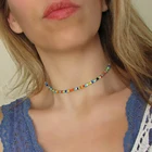 Ожерелье-чокер с внешним банком, многоцветные бусины 40 см, ожерелье в стиле бохо, пляжные аксессуары для лета, подарок для женщин с индустриальным йогуртом