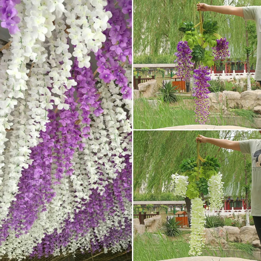 

Artificial Wisteria False Violet Ceiling Flower Rattan Wedding Garden Flower Art Living Room Office Decoration Oendant