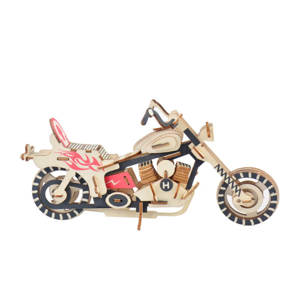 3D Puzzle DIY Creative BThunderbolt Harley motorcycle Wooden Model Building Kit Toy Hobby Gift for Kids Adult P72