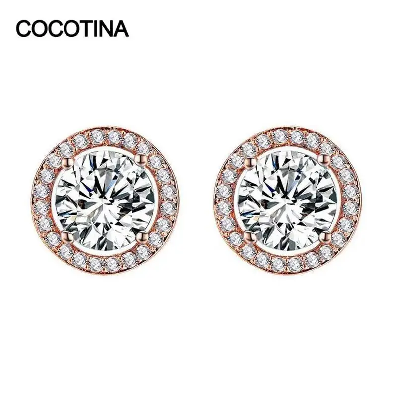 Круглые серьги гвоздики 2021 новые женские искусственный бриллиант для женщин