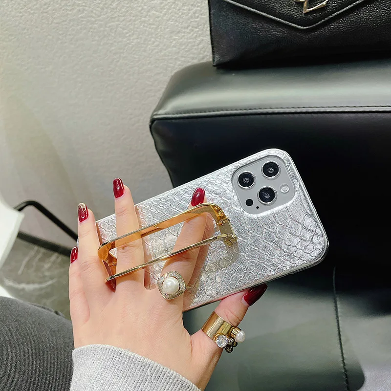 

Fashion Case for iphone 11 Luxury Leather Phone Case Metal Holder For Apple iPhone 12 Mini Pro XS MAX 7 8 plus XR X Cover Coque