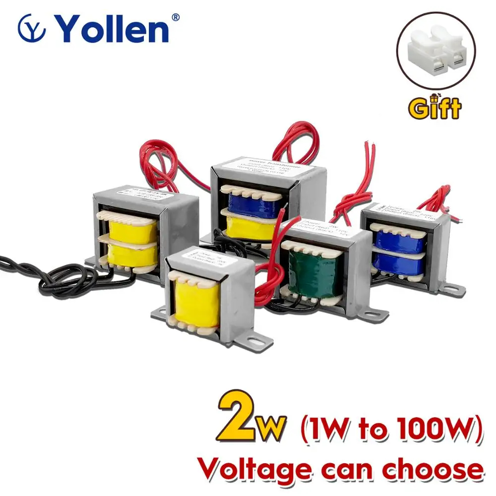 

EI Power Transformer 2VA Input AC110V to AC9V/12V/18V/24VAC Dual Output 3Wires 12V-0-12V 18V-0-18V 24V-0-24V Isolation Copper