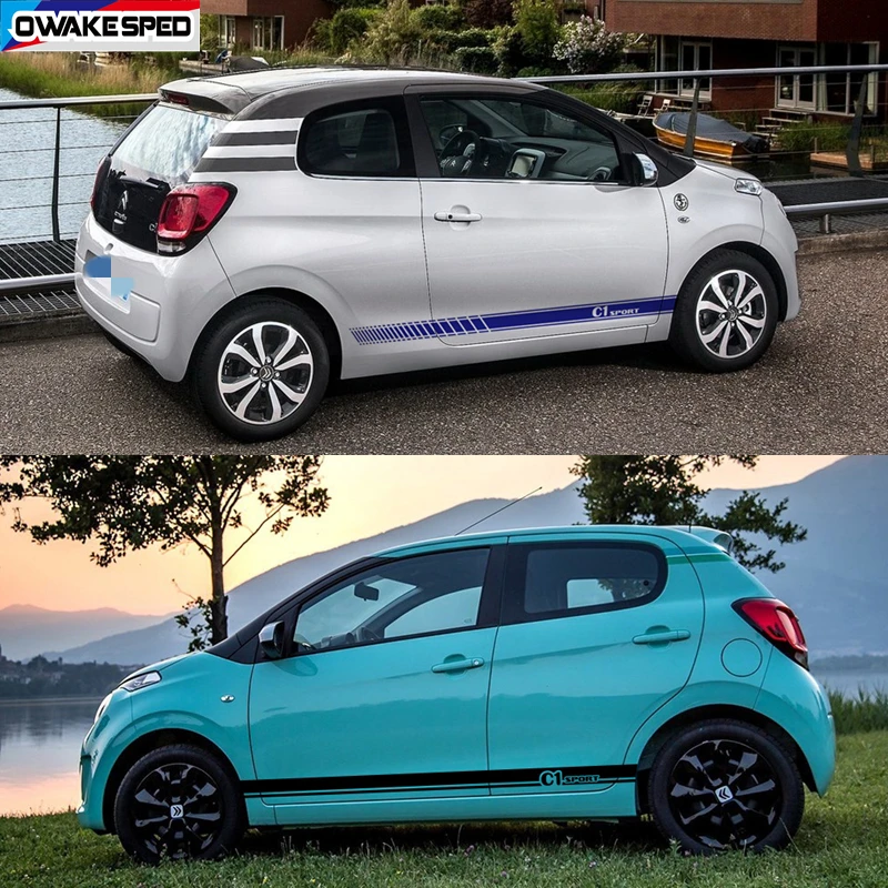 2 шт. гоночные спортивные полосы для Citroen C1 Автомобильная дверь боковая юбка