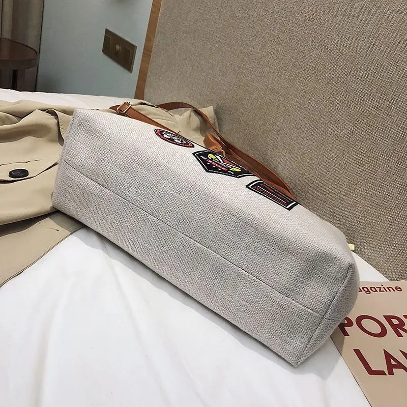 

Ladies Women Bag European American big Canvas Fashion Large Capacity Tote Letter Shoulder Messenger Bag Casual Tote Handbag