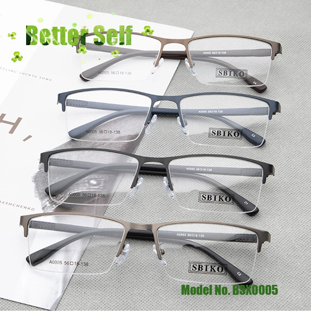 Бизнес очки 2020 BSX0005 Мужская стальная оптическая оправа большие прямоугольные