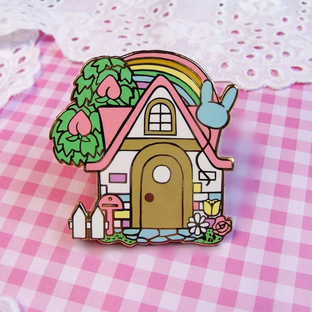 

Animal Crossings Enamel Pin Video Game Kawaii New Horizon Rainbow Peach Flowers Medal Gamer Pink Acnl Brooch Jewelry Gift