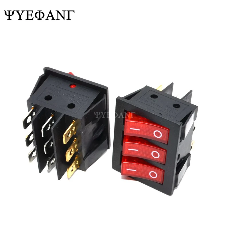 Большие Клавишные переключатели KCD3 34*40 С трехходовым переключателем красного