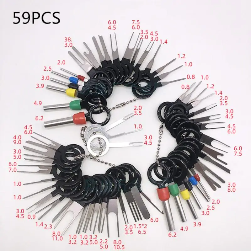 

26/36/41/59pcs Car Terminal Ejector Kit Needle Retractor Auto Terminals Removal Key Tool Set Terminal Connector Removal Tool Kit