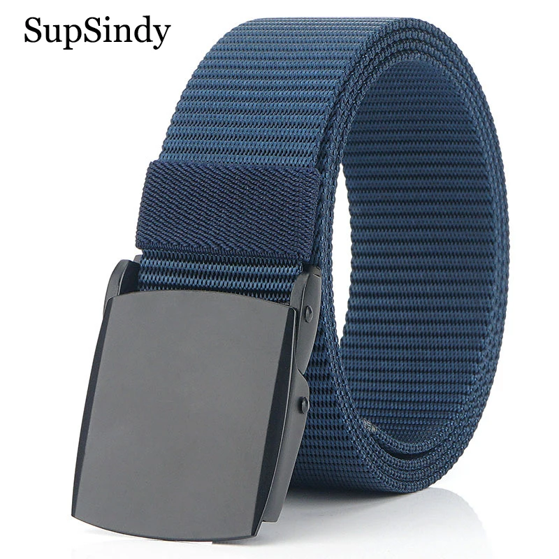 SupSindy Man's nylon belt luxury metal buckle Canvas Belts for men fashion jeans Waistband outdoor casual male strap Top quality
