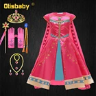 Aladdin Принцесса Маленькая девочка раньше Хэллоуин Девушки Жасмин костюм с красивой накидкой летняя красная Арабская традиционная одежда