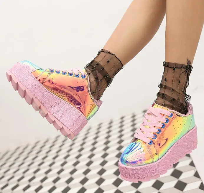 Женские блестящие кожаные туфли Moraima повседневные кроссовки на плоской