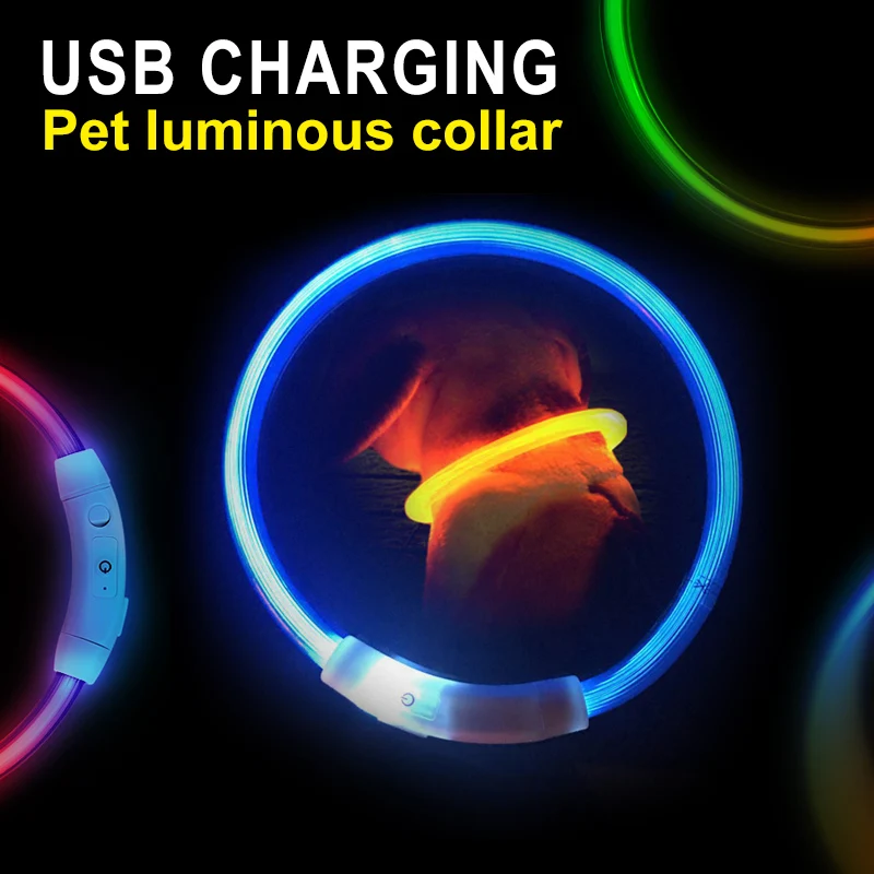 USB световой собака светильник воротник Перезаряжаемые ошейник для питомца