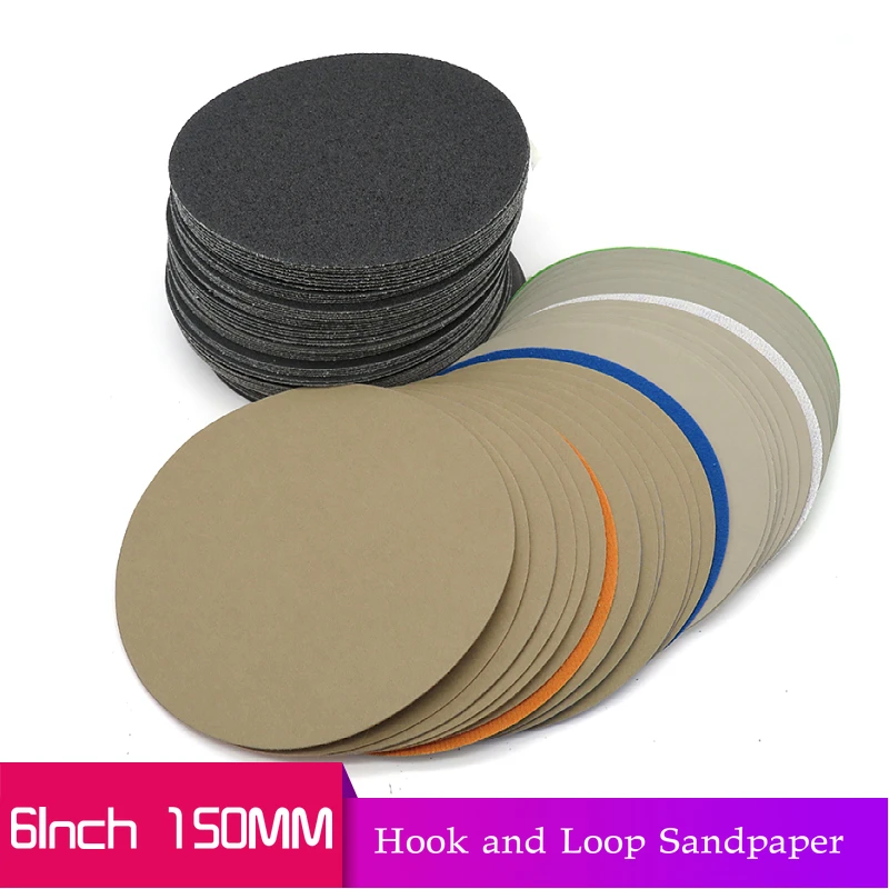 

Наждачная бумага с крючком и петлей, 6 дюймов, 150 мм, шлифовальные диски, силиконовый карбид, 60-10000 Грит для полировки и шлифования