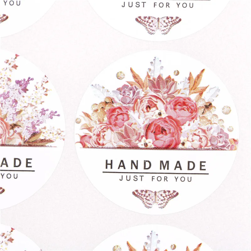 

54 pcs/lot Hand made Flower Sticker Labels food Seals for Wedding party gift
