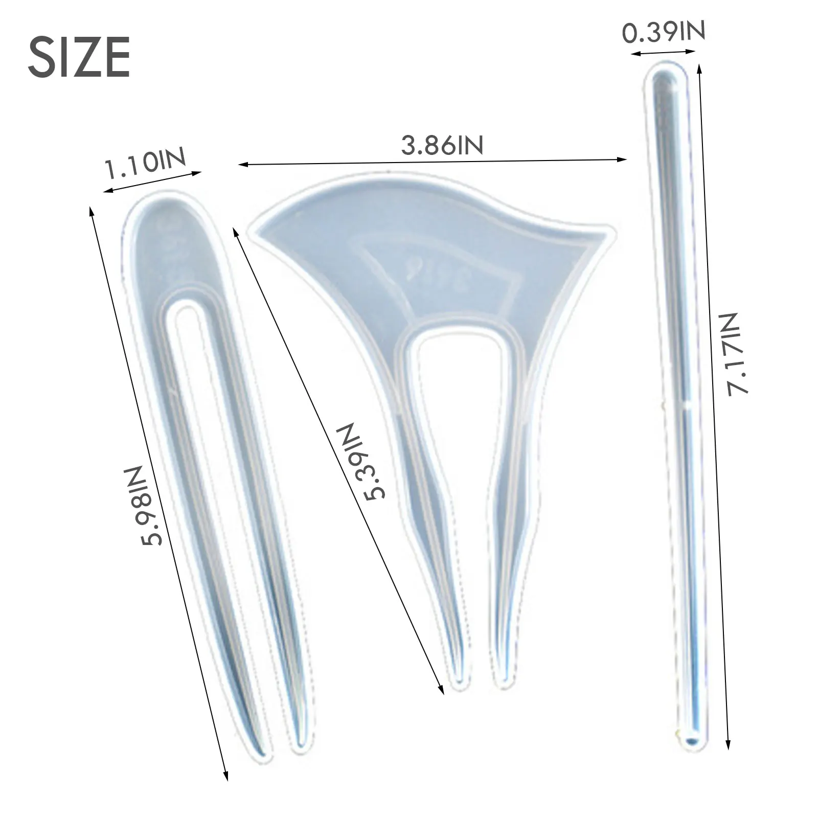 

3PCS Set Hairpin Silicone Mold Crystal Epoxy Chopsticks Antique Axe Hairpin Hair Clips Jewelry Hair Decor DIY Resin Crafts