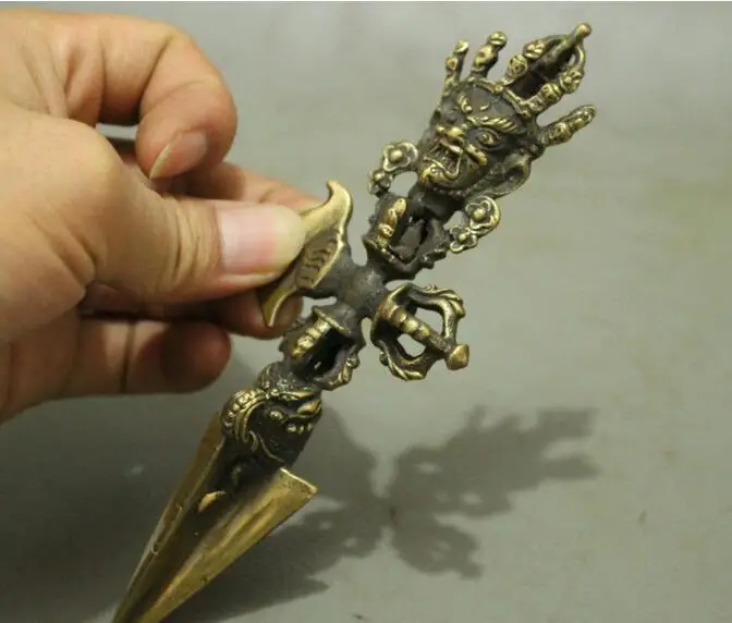 Медная Статуя тибетская бронзовая медь буддизм Mahakala голова гневного божества