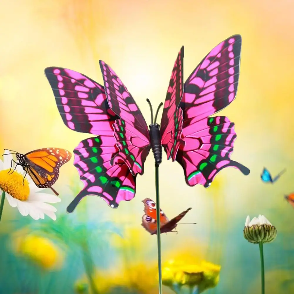 

4pcs PVC 3D Colorful Butterfly Stakes Home Yard Lawn Flowerpot Plant Decoration Garden Ornament DIY Lawn Crafts