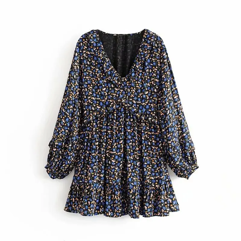 Винтажное женское платье осень 2019 Новая мода милые маленькие цветочные принты с