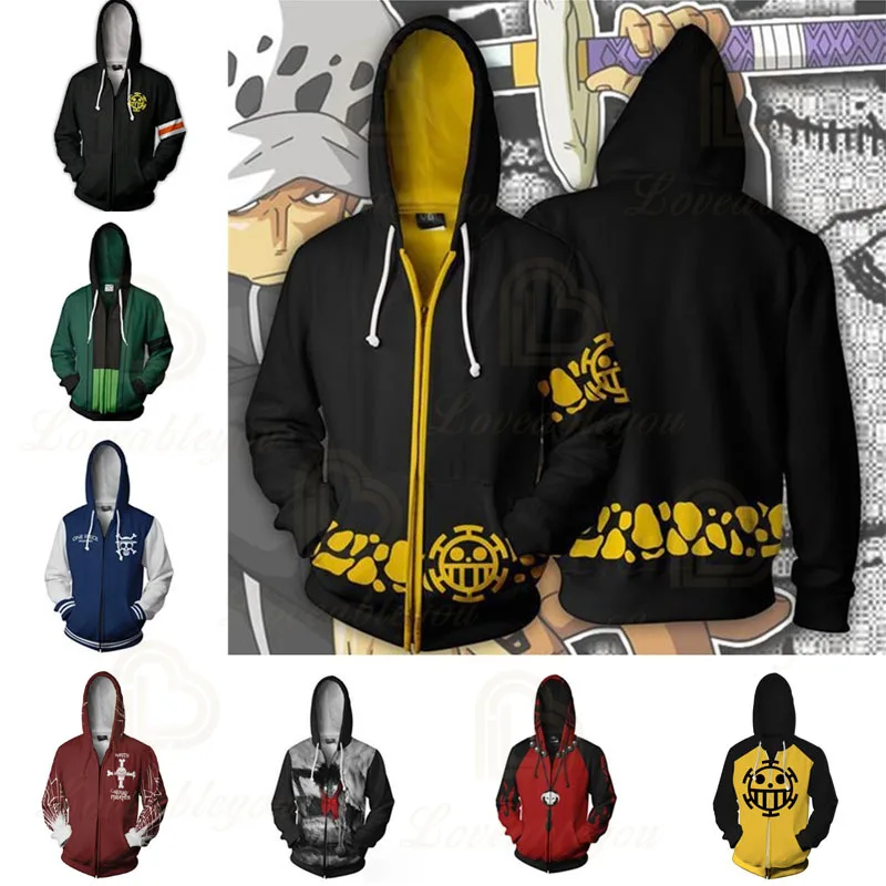 Мужские и женские толстовки с капюшоном принтом аниме Trafalgar Закон о корагоне