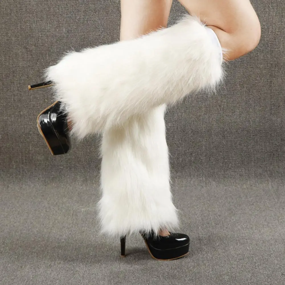 y2k Women Fur Leg Warmers Fashion Luxury Winter Fashion Solid Color Women Boot Covers Warm Furry Faux Fur Leg Warmers Boot Cuffs