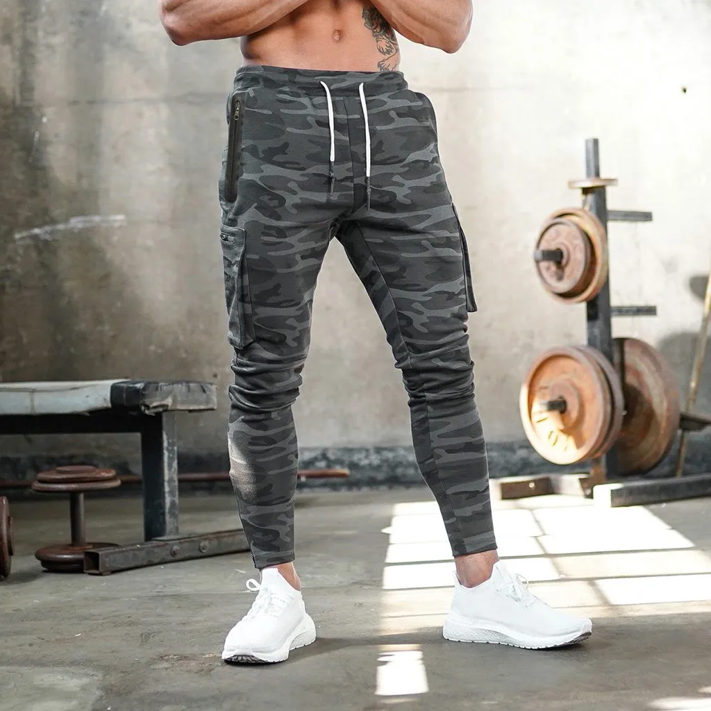 Men Sports Jogging Multi-pocket Camouflage Bodybuilding Long Pants Trousers Sweatpants joggers pantalon homme streetwear hip hop | Мужская