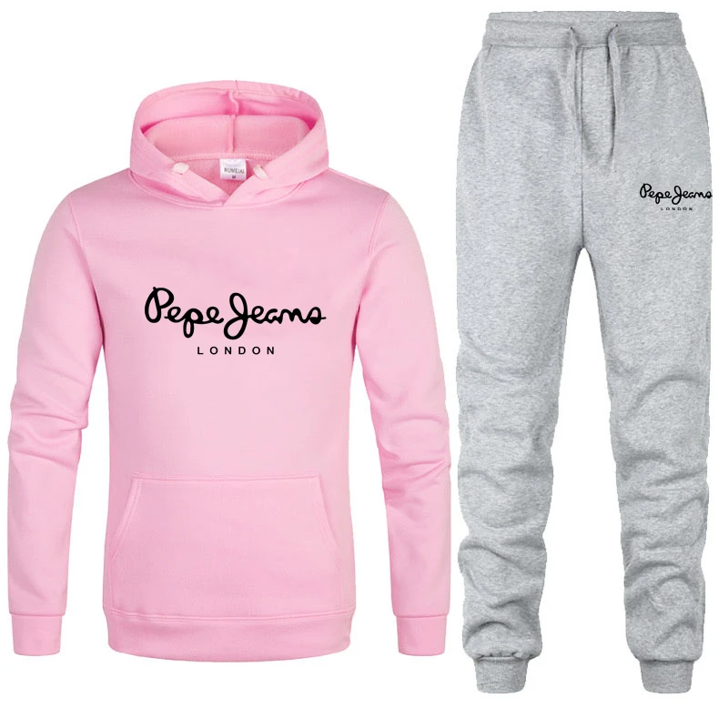 

Sport Fitness Men Women Hoodie Set + Pants 2 Piece Sets Autumn Winter Hooded Tracksuit Male Sportswear Sport Sudadera Hombre