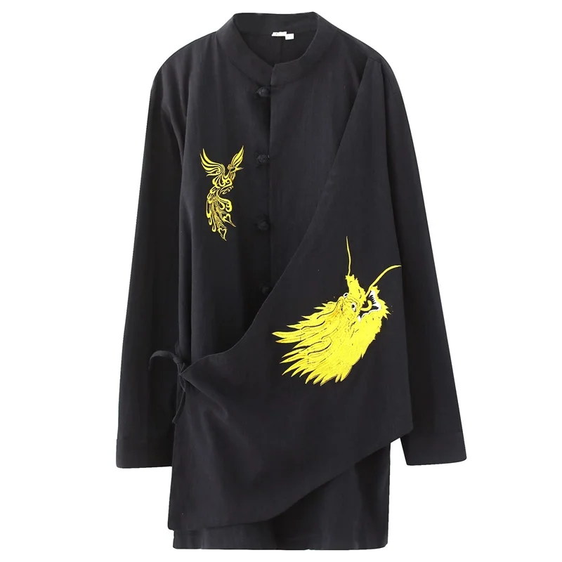 Китайское кимоно для мужчин винтажная хлопковая блузка в стиле кунг фу