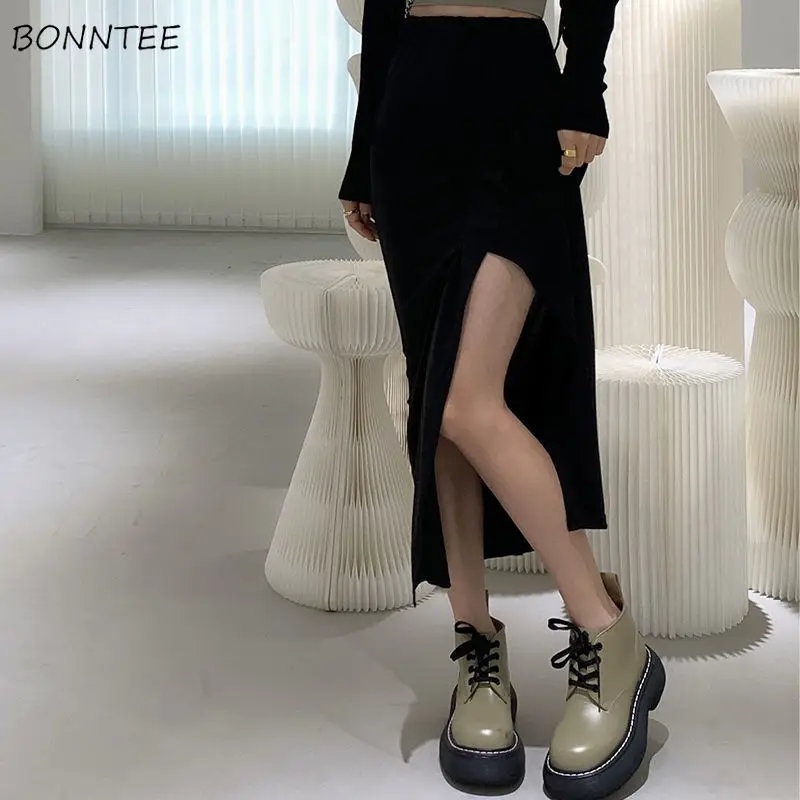 

Черные женские Облегающие юбки с Боковым Разрезом, привлекательная уличная одежда, классные классические универсальные женские летние неж...