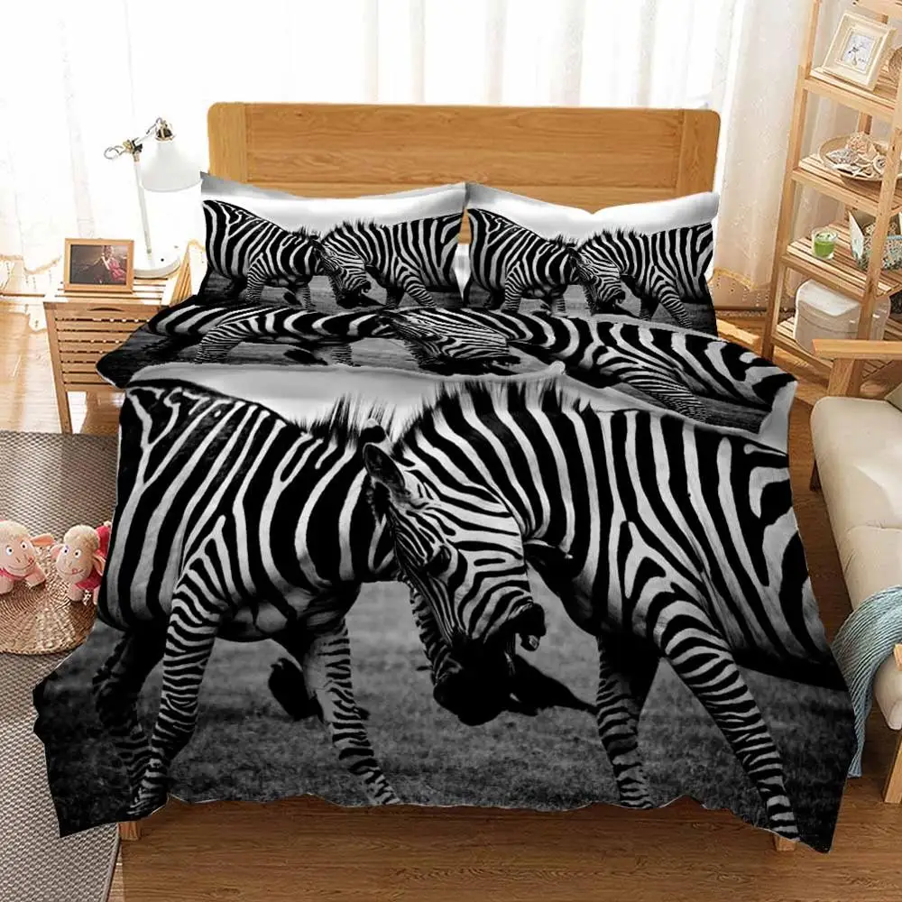 Дикие животные зебра и жираф постельные принадлежности одеяло пододеяльник