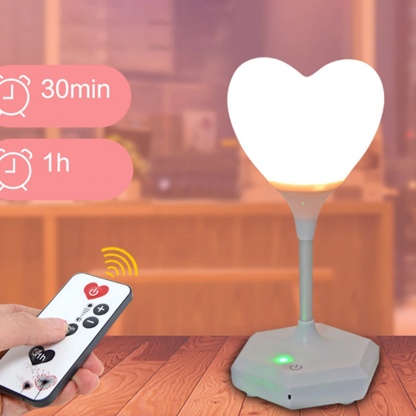 

Romantic Heart Nightlight Lamp Night Light Bedside Baby Room Bathroom Dorm