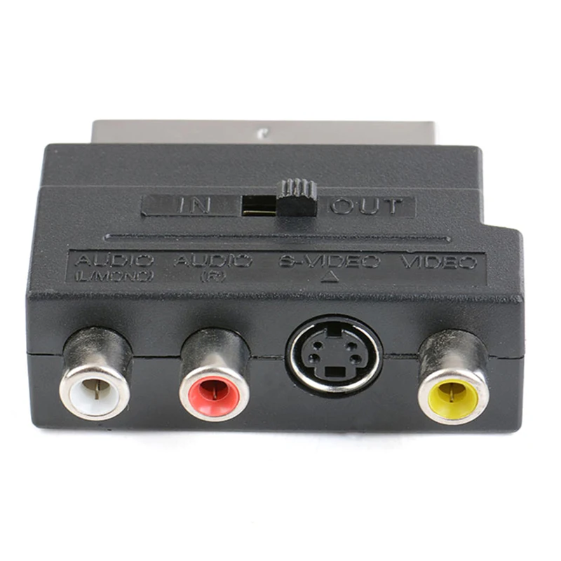 

1 шт. 21Pin адаптер Scart AV блок на 3 RCA соединительный S-видео для DVD-рекордера с выключателем in/out