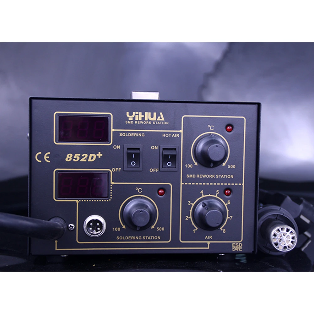 Паяльная станция YIHUA 852D + бесщеточный вентилятор с горячим воздухом 2 в 1 |