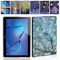 case for huawei mediapad t3 10 9 6 drop resistance oil painting pattern tablet hard back shell free stylus