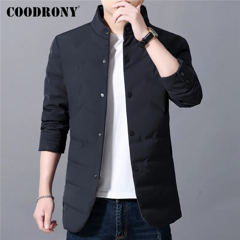 Бренд COODRONY, мужская куртка-пуховик на утином пуху, деловая повседневная куртка со стоячим воротником, Мужские осенне-зимние мягкие теплые куртки, верхняя одежда 98027