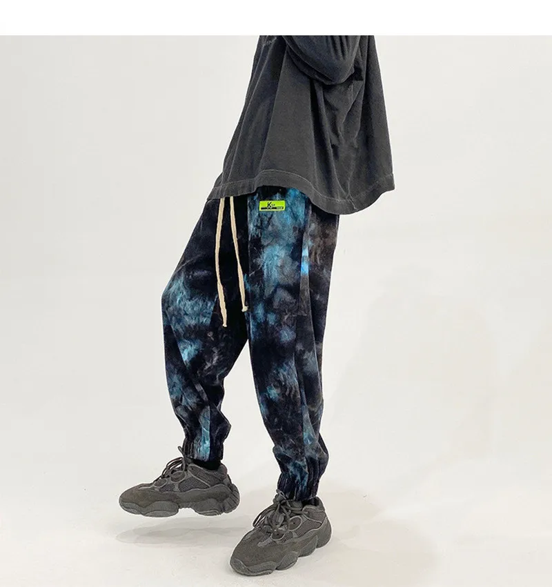 

2021 New Men's tie dye nine Points Casual Pants tie dye Pants Fashion Ladies Trousers Street Clothing Retro Men