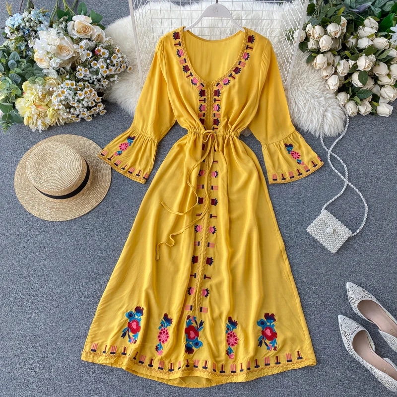 Женское праздничное платье-трапеция в стиле ретро этническое элегантное платье