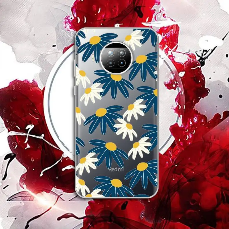 

Phone Case Transparent for Xiaomi mi Redmi note 10 t 8 9 pro lite 11 Samsung S 8 9 10 20 Cute cartoon daisy flower