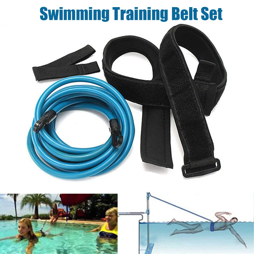 

Swim Training Belts Swim Bungee Cords Resistance Bands Swim Tether Stationary Swimming Swim Harness Static Swimming Belt Set