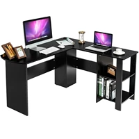 costway modern l shaped computer desk writing study office corner desk wshelves hw66806bk