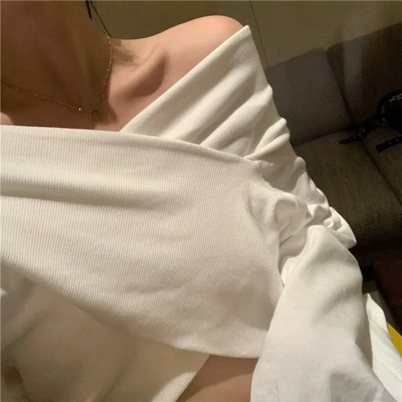 Женские Элегантные толстовки с воротником-лодочкой однотонная Корейская