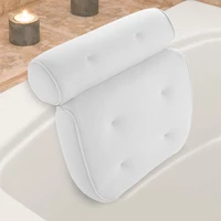 3d mesh bath pillow soft waterproof spa headrest bathtub pillow with backrest suction cup neck cushion bathroom accessories