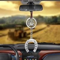 car pendant rearview mirror decoration hanging horse horseshoe iron russia home lucky ornaments charms auto decor accessories