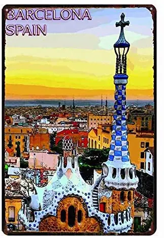 

Барселона, Испания, Оловянная металлическая табличка Bar, ретро, Настенный декор, постер, домашний клуб, таверна, настенная дверь, картина, орн...