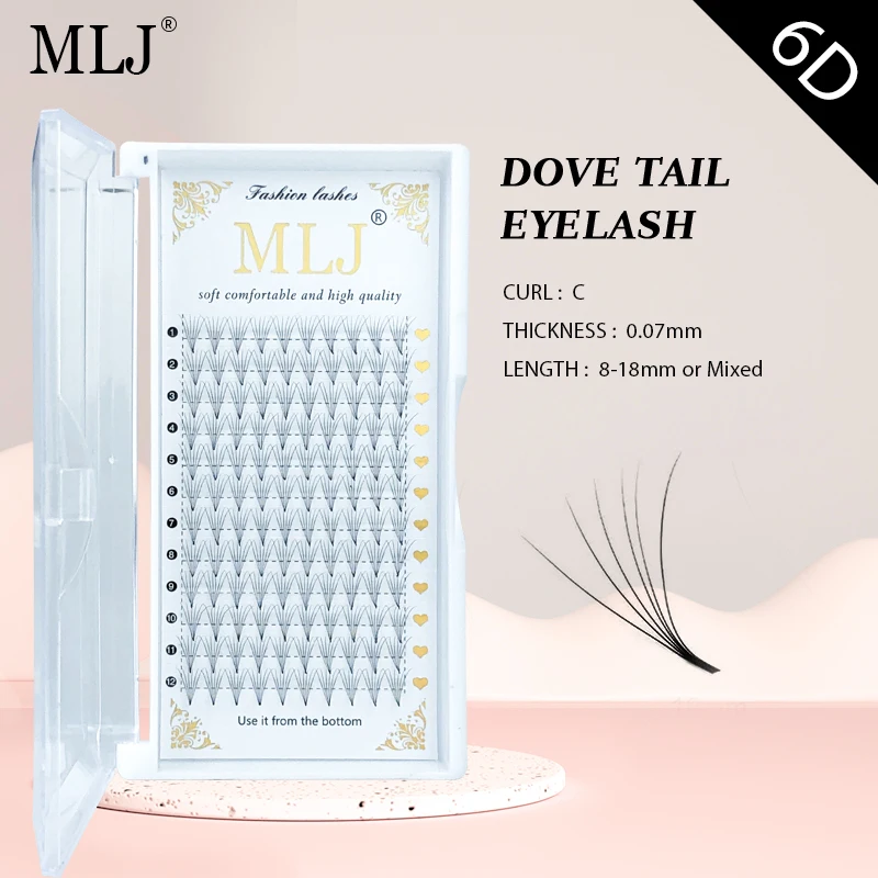 

MLJ Eyelashes Natural Dove Tail Lash C Curl Professional Soft Grafting False Lashes Makeup Bloom Fish Tail Eyelashes Wholesales