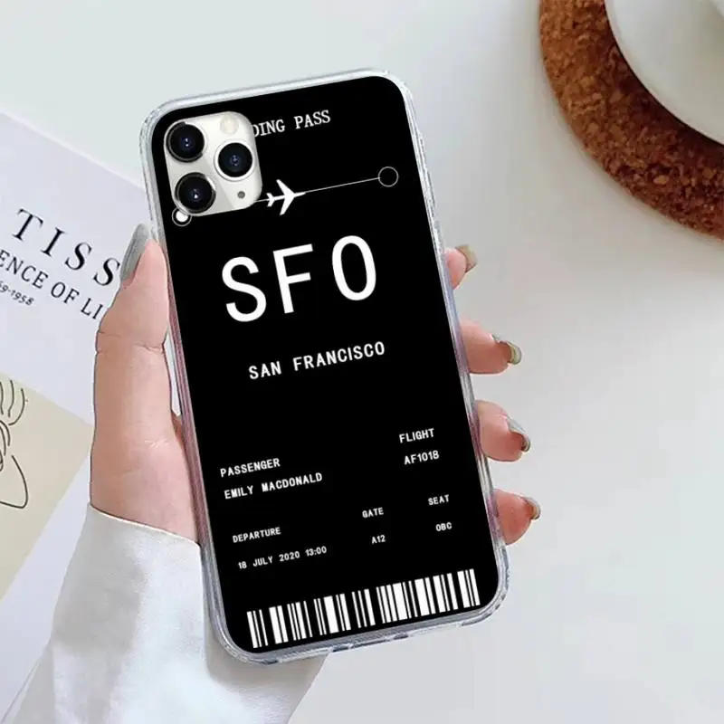 

Personalised Plane Ticket Phone Case For iphone 12 5 5s 5c se 6 6s 7 8 plus x xs xr 11 pro max