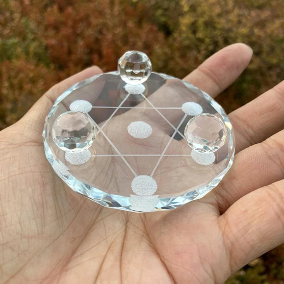 

Seven Star Array Crystal Ball Glass Plate Tray Base Transfer Ball Energy Column Magic Props Home Decoration Accessories