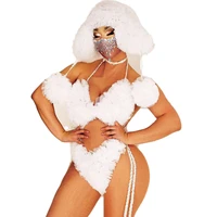 white chest wrapping halter backless performance clothing three piece set bikini ladies dance costume party evening costume