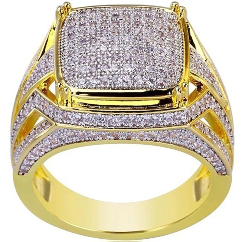 

MFY BAOSHINA Business Style Geometry Zircon Crystal Ring For Men Party Wedding Male Rings Jewelry Hand Accessories Size 7-14