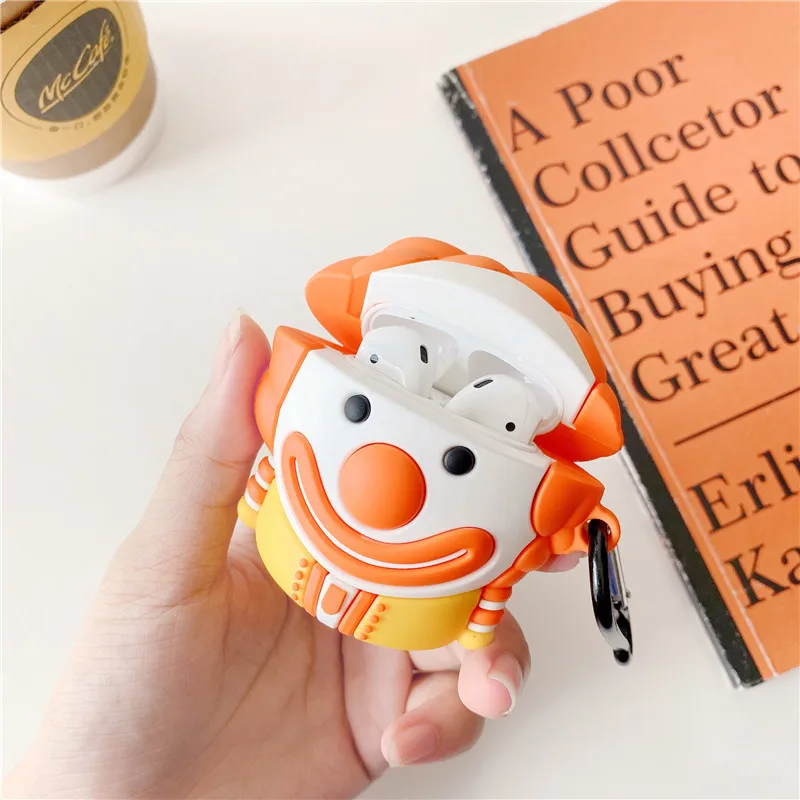 

Case for AirPods pro Cute Cover Silicone Bluetooth Earphone Protective Case for Apple Air Pods 2 with Keychain Uncle Clown 3D